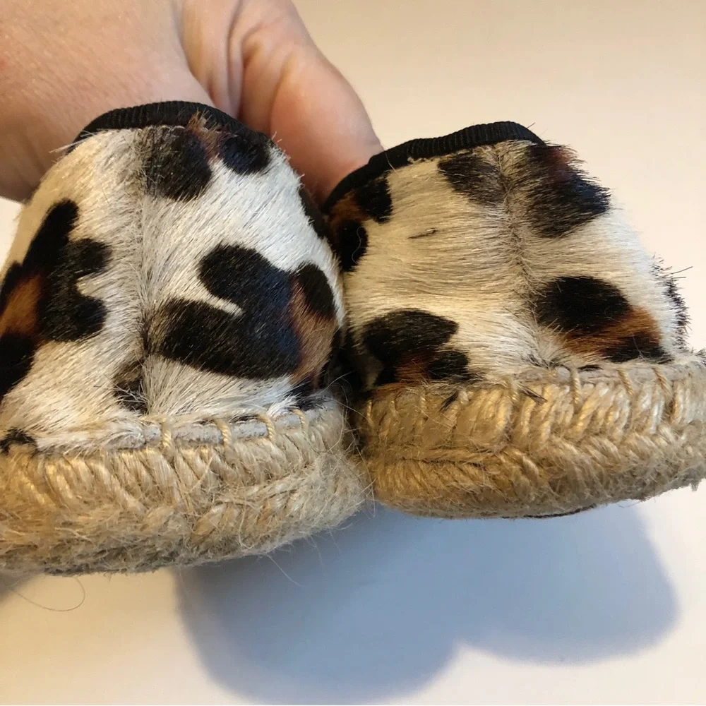 Sz 7 Elyse Walker Los Angeles White Leopard Calfhair Dee Espadrilles 37
